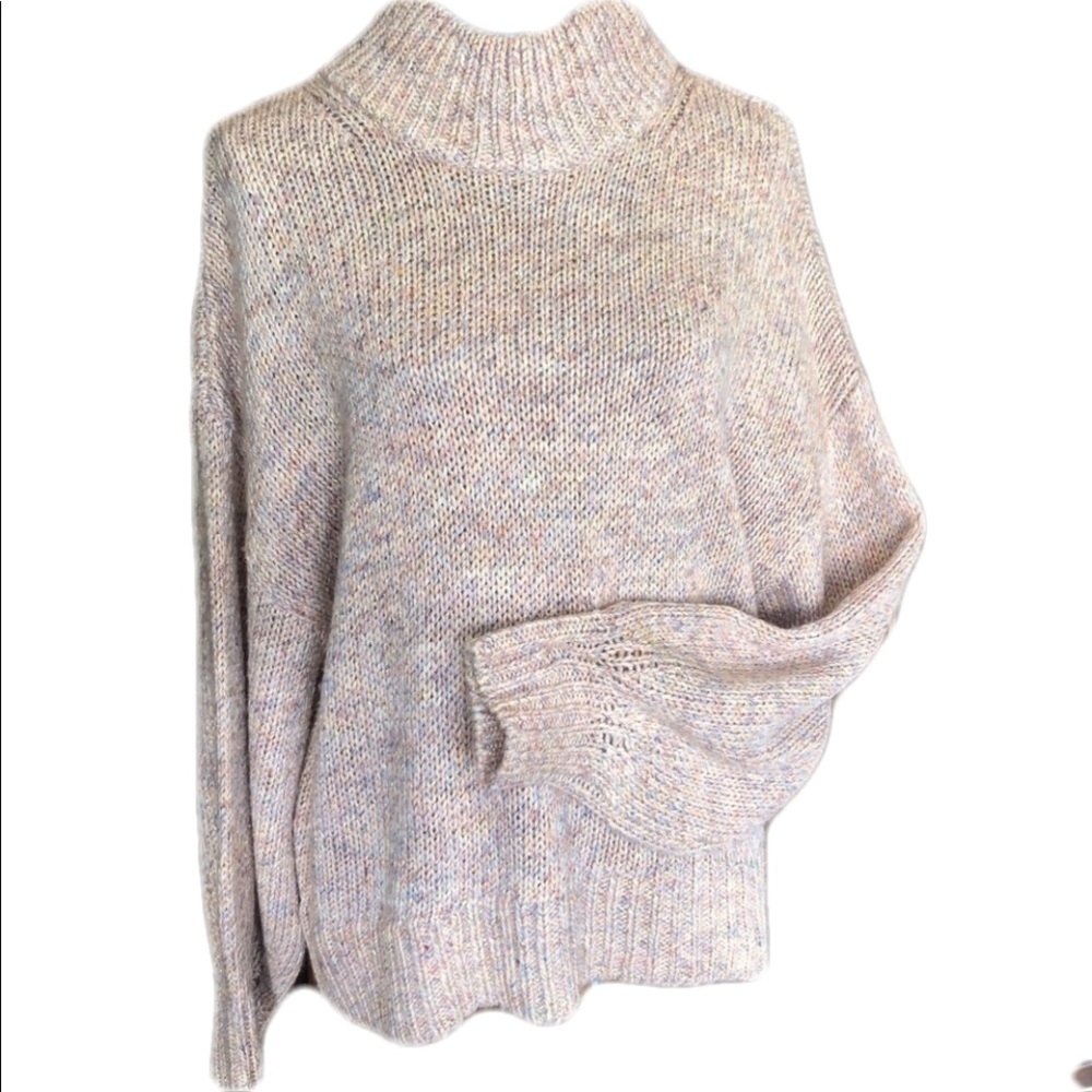 Pink knit Loft sweater with mock turtleneck NWOT